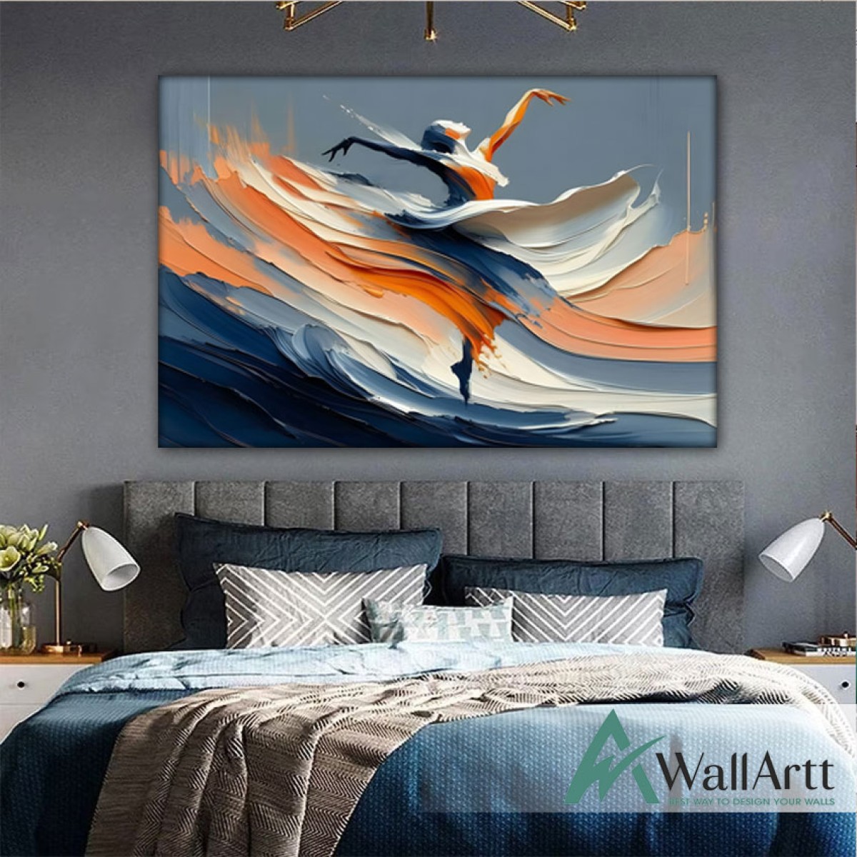 Abstract Female Dancer III 3D Heavy Textured Partial oil Painting - Wall Art